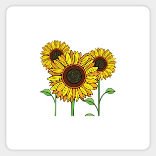 Cartoon three sunflowers Magnet